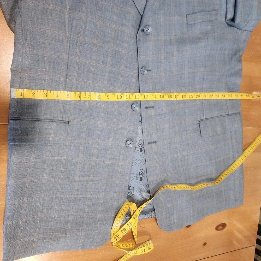Phat Farm Blazer Sport Coat Mens 52XL Virgin Wool Gray Plaid 4 Button VTG Preppy